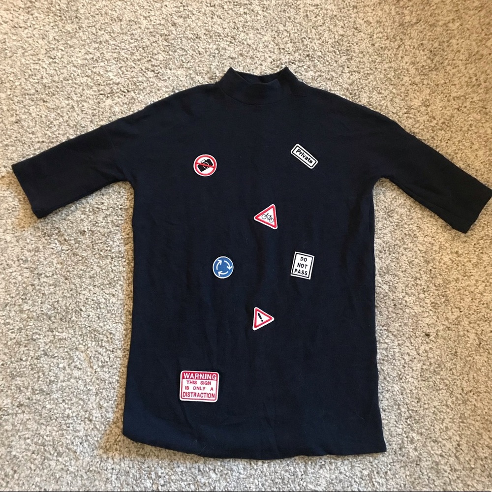 knit dress with patches